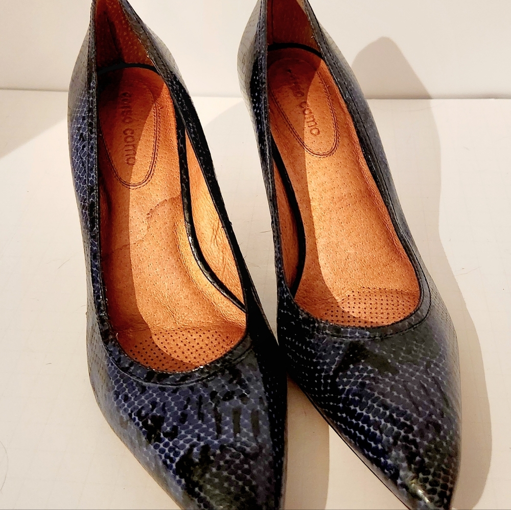 Corso Como Blue Python Snakeskin Pumps Heels - Picture 3 of 5